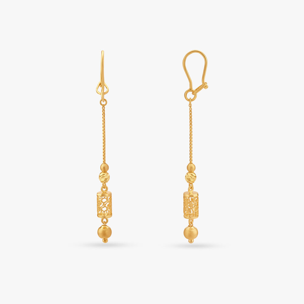 Rhombic Gold Stud Earrings With Rava Work