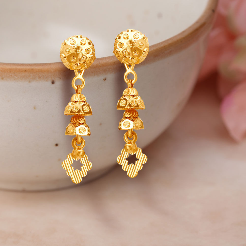 Eccentric 22 Karat Yellow Gold Beaded Drops