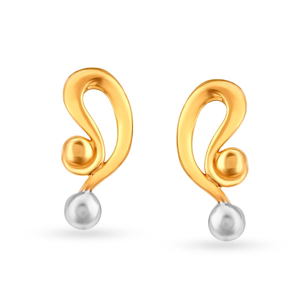 Contemporary Curvy Gold Stud Earrings for Kids