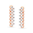 Enamouring Geometric Chequered Rose Gold and Diamond Stud Earrings,,hi-res image number null