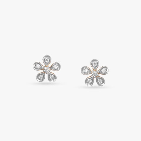 Floral Gleam Diamond Stud Earrings