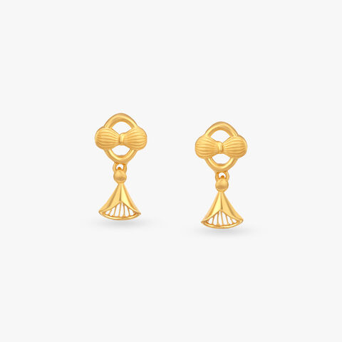 Ribbon Swing Gold Drop Earrings for Kids