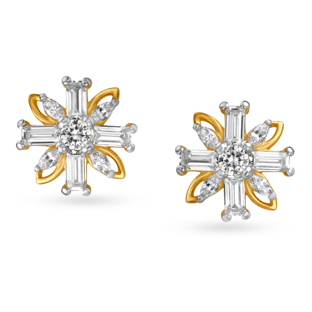 Pearl Diamond Stud Earrings | 14k Solid Yellow Gold – EDGE of EMBER