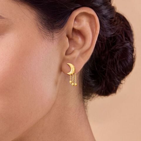 Moonlit Tassel Gold Drop Earrings