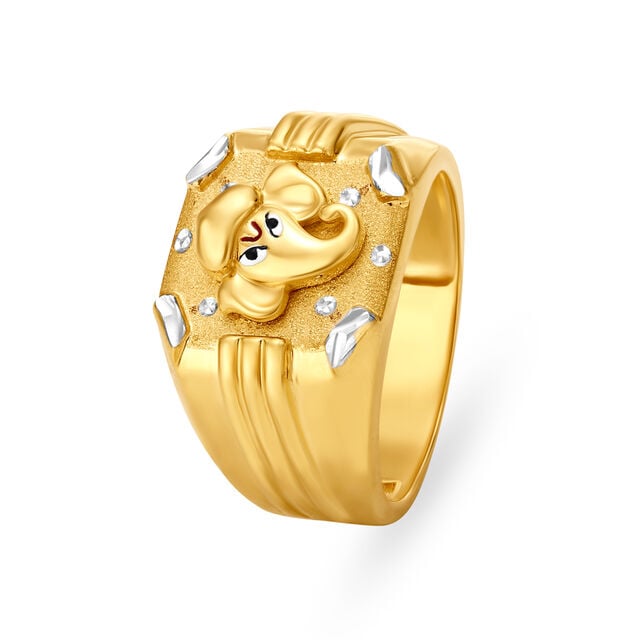 Religious 22 Karat Yellow Gold Lord Ganesha Finger Ring
