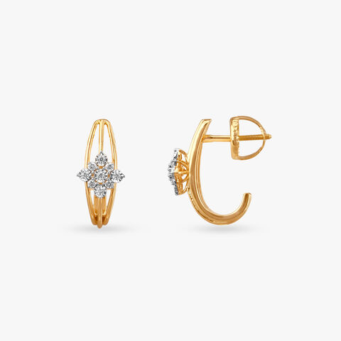 Delicate Flower Diamond Hoop Earrings