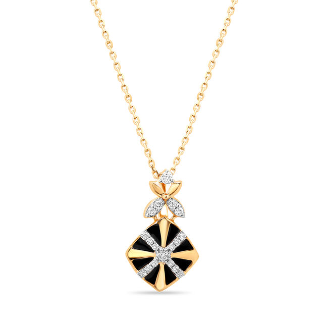 18 KT Yellow Gold Geometric Glow Diamond Pendant with Chain,,hi-res image number null