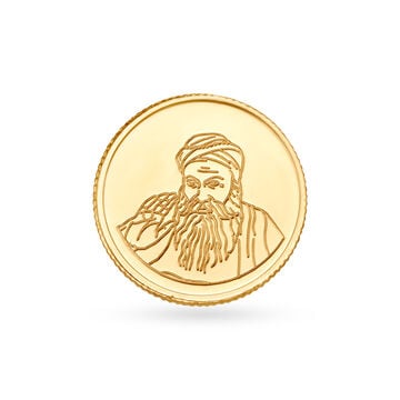 8 gram 22 Karat Gold Coin with Guru Nanak Design