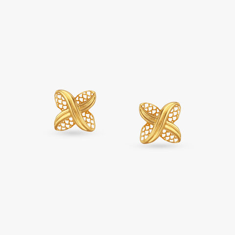 Crossover Petal Gold Stud Earrings
