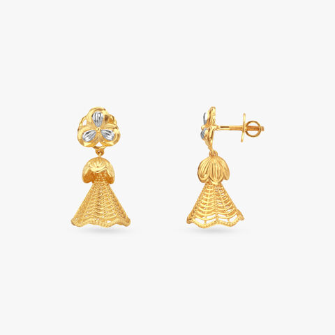 Petal Cascade Gold Jhumka Earrings