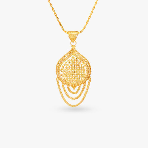 Captivating Gold Pendant and Earrings Set