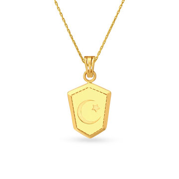 Moon and Star Engraved Men's Laser Cut Pendant