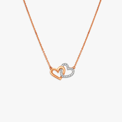 Linked Hearts Diamond Pendant with Chain