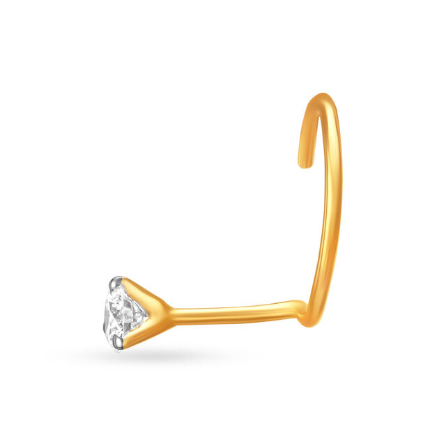 Delicate Gold and Diamond Nose Pin,,hi-res image number null