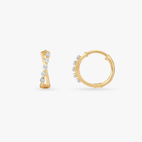 Sculpted Zig Diamond Hoop Earrings