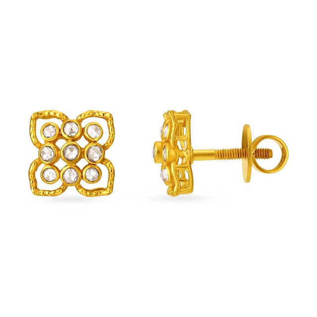 Flora Bloom - Floral Gold Stud Earrings