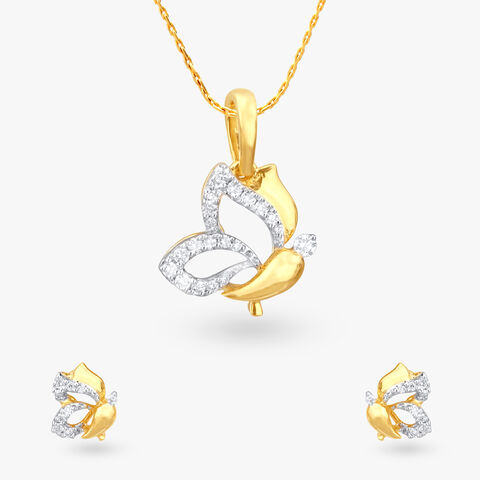 Butterfly Dreams Diamond Pendant and Earrings set for Kids