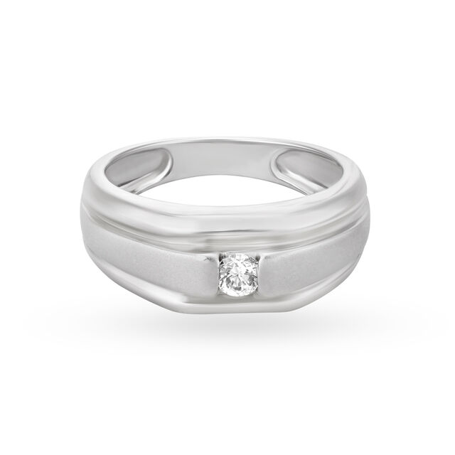 Minimalist 950 Karat Platinum And White Gold And Diamond Floral Ring,,hi-res image number null