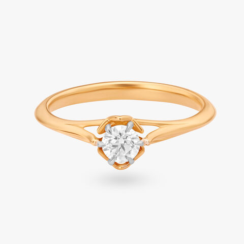 Petal Crest Solitaire Ring