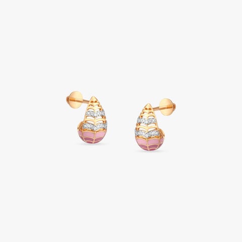 Blush Wave Diamond Hoop Earrings