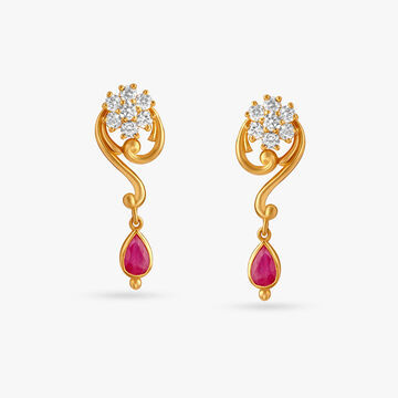 Fiery Flower Diamond Drop Earrings