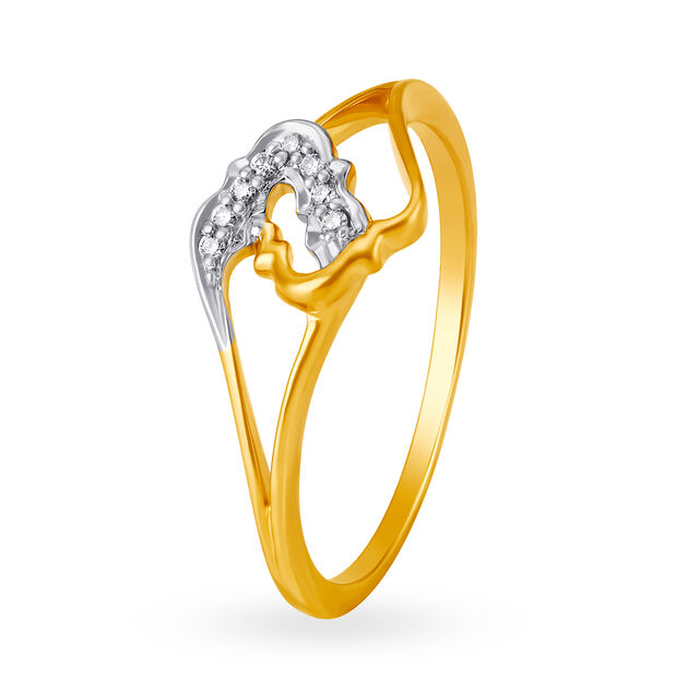 14KT Yellow Gold Diamond Finger Ring With Teardrop Design,,hi-res image number null