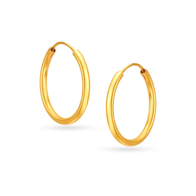 22 KT Yellow Gold Sophisticated Subtle Hoop Earrings,,hi-res image number null