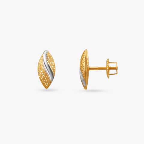 Floral Cutwork Gold Stud Earrings