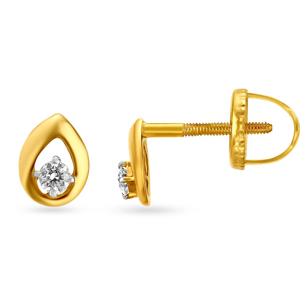 Dainty Single Stone Diamond Stud Earrings