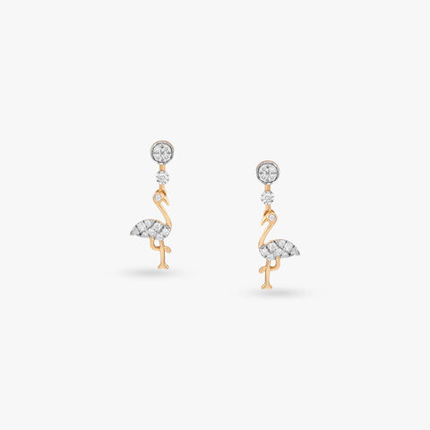 Flamingo Grace Diamond Drop Earrings for Kids