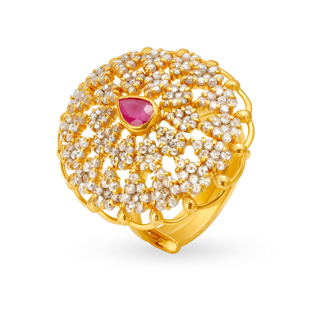 Cocktail ring gold tanishq on sale