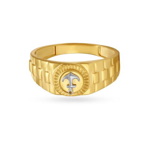 Hook Anchor Gold Finger Ring For Men
