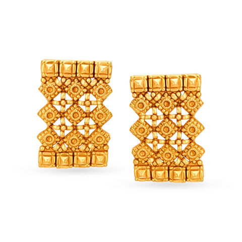 Intricate 22 Karat Yellow Gold Floral Studs