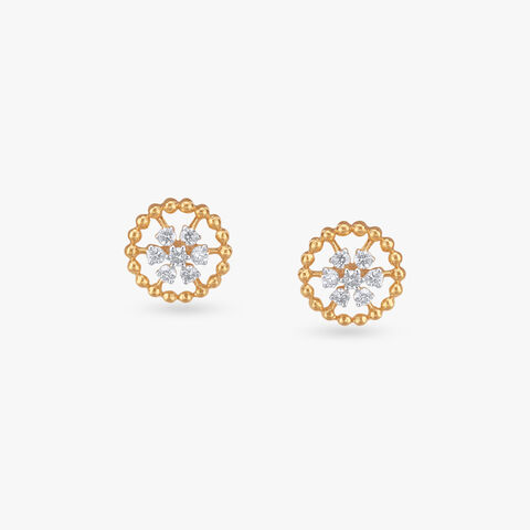 Dainty Floral Diamond Stud Earrings