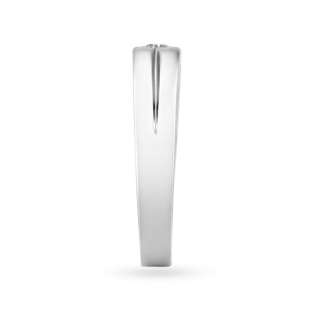 Chic Ridged Platinum and Diamond Ring,,hi-res image number null