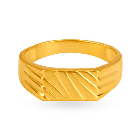 Ribbed 22 Karat Gold Finger Ring for Men alternate view 1