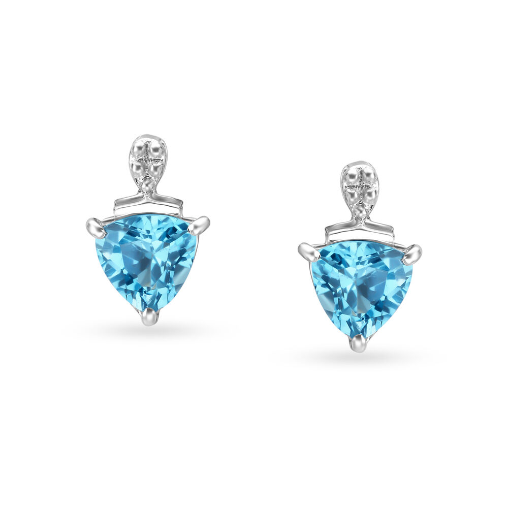 Serene Topaz and White Gold Stud Earrings