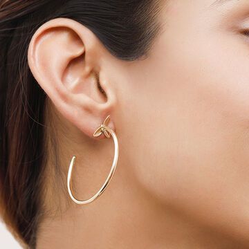 14 Kt Yellow Gold Leafy Hoop Earrings