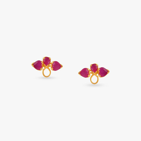 Scarlet Bloom Stud Earrings for Kids