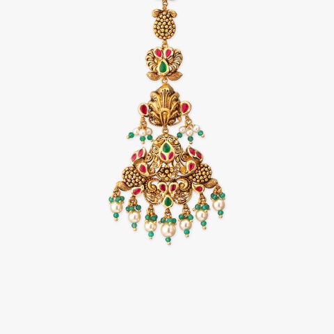 Regal Peacock Gold Maang Tikka