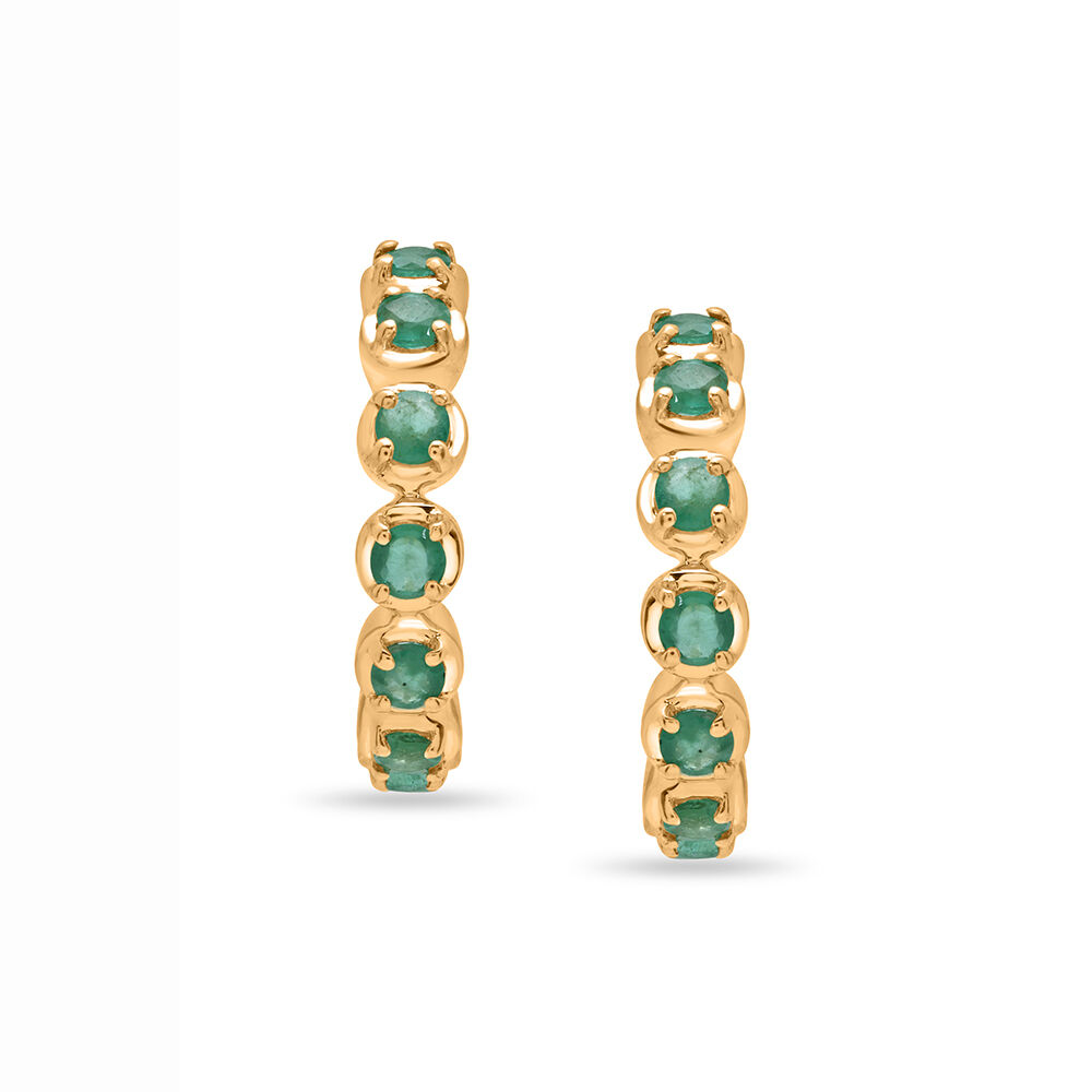 14KT Yellow Gold Emerald Curved Stud Earrings Tanishq Online Store