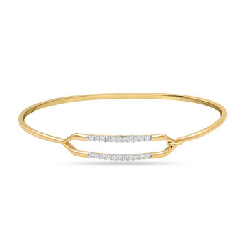 14KT Yellow Gold Dazzling Geometric Diamond Bangle