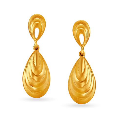 Teardrop Design Fancy Gold Drop Earrings