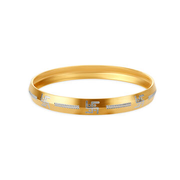 Swasthik Engraved Spiritual Gold Kada For Men