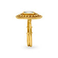 Opulent 22 Karat Yellow Gold Textured Oval Kundan Finger Ring,,hi-res image number null