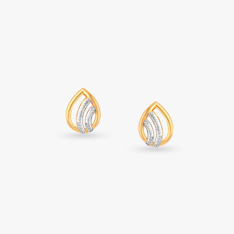Curved Flame Gold Stud Earrings