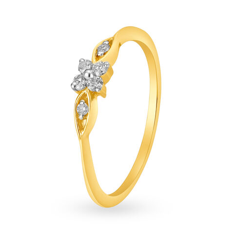 Charming 18 Karat Yellow Gold And Diamond Floral Ring