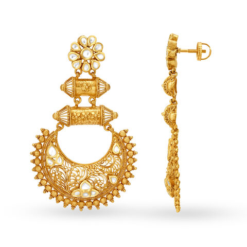 Antique Chand Bali Gold Drop Earrings