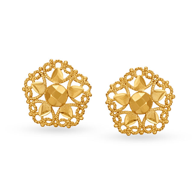 Traditional Dainty 3 Layer Gold Jhumkas,,hi-res image number null
