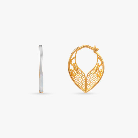 Ornate Vine Gold Hoop Earrings